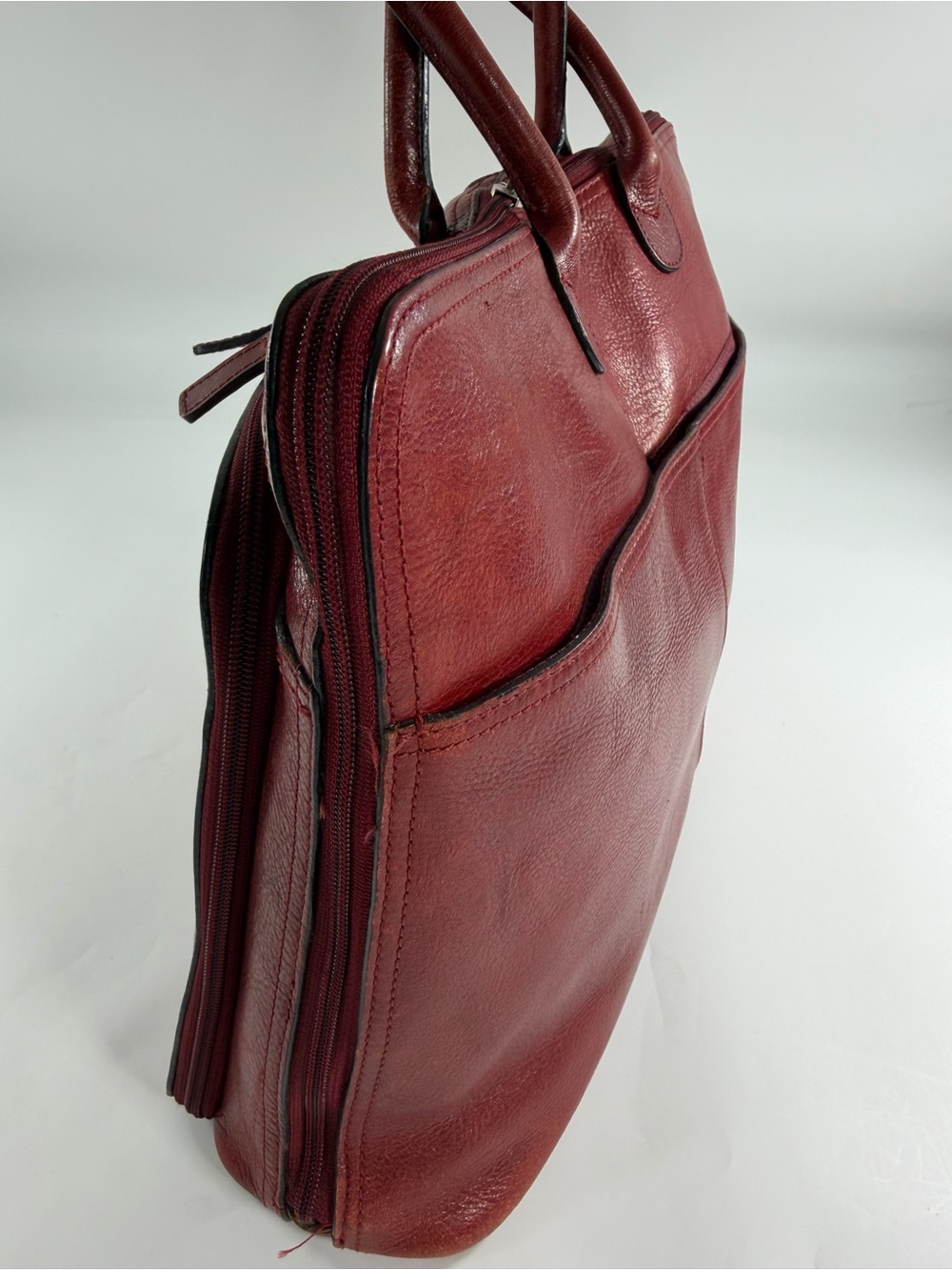 Wilsons Leather Burgundy Laptop Tote Business Briefcase Organizer Quiet Luxury - Picture 3 of 16